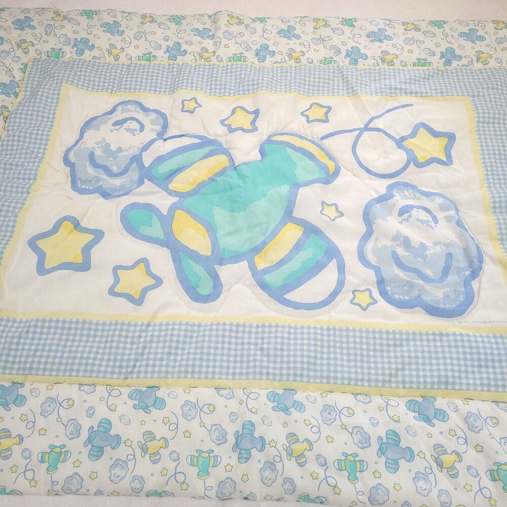 Vtg Plane Baby Quilt Dayton Hudson 1998 Baby Blanket Lovey Wall Hanging